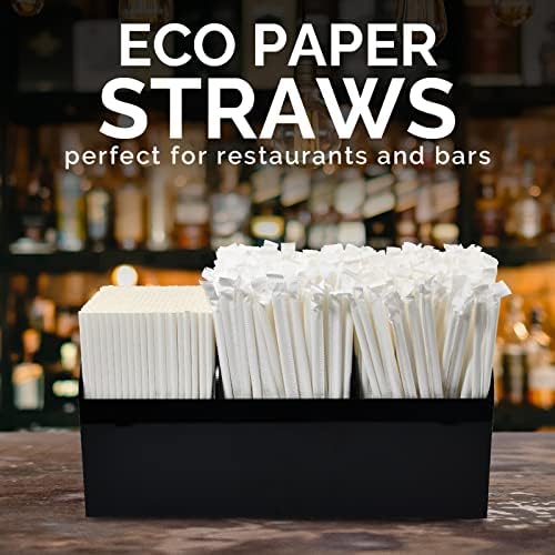 [1000 ספירות] קשיות נייר לבנות עטופות בנפרד לשתייה - 7.75 x0.24 - חבילת מסעדות